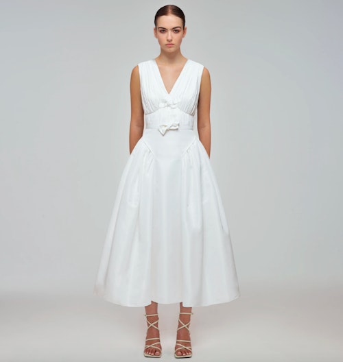 Self-Portrait, White Bow Detail Midi Dress, £360