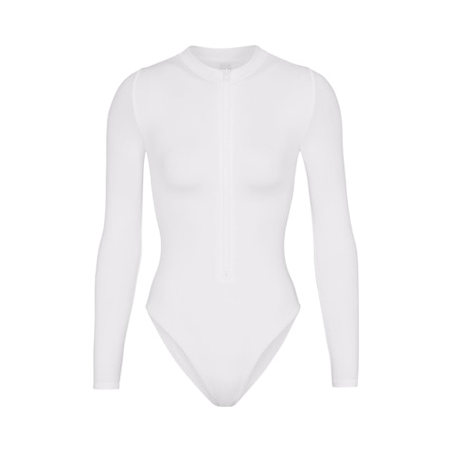 Swim Zip-Front Long-Sleeve One-Piece, £98