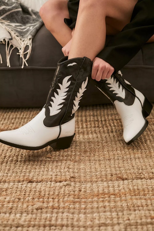 Urban Outfitters, ROC Black and White Western Boots