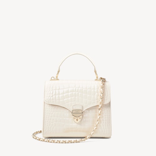 Midi Mayfair Bag Ivory Patent Croc