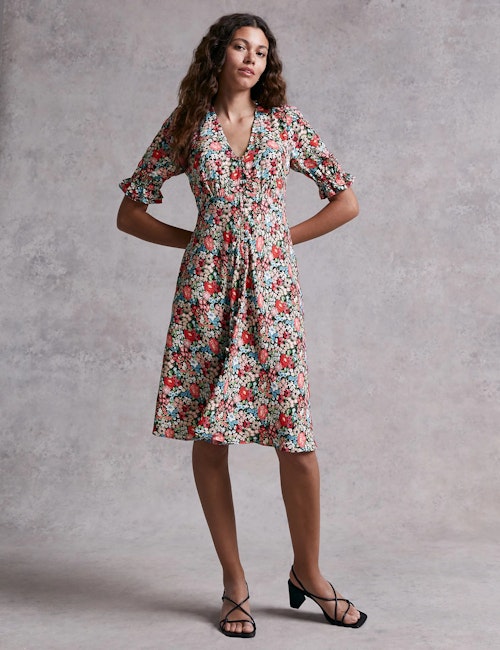 M&S x Ghost Floral V-Neck Mini Tea Dress
