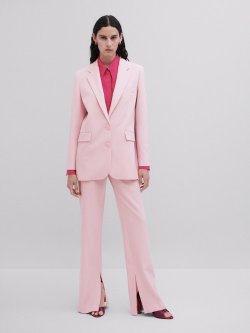 Pink Wool Split-Hem Trousers