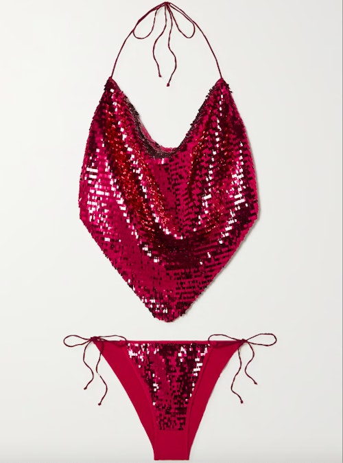 Oséree, Sequinned Halter-Neck Bikini