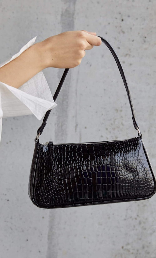 Mock Croc Crossbody Bag With Zip