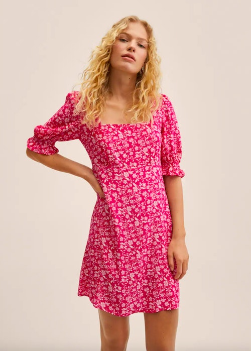Printed Dress With Balloon Sleeves