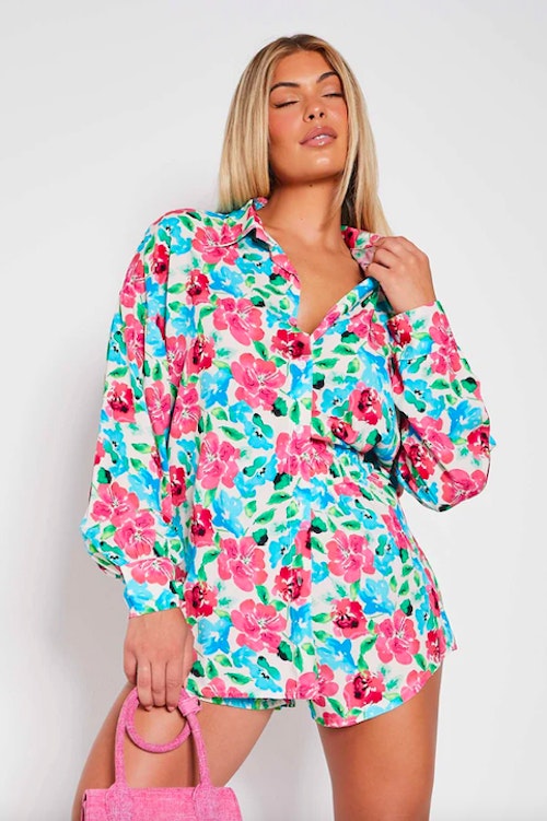 Blue Printed Floaty Shorts