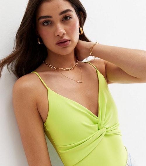 Light Green Knot Front Bodysuit