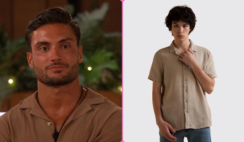 Love Island Davide's Brown Textured Shirt (Casa Amor Recoupling)