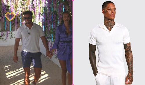 Love Island Davide's White Textured Polo (Week Four)