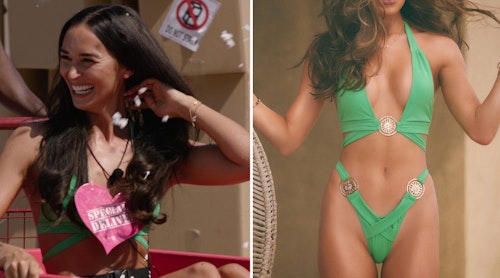 BRIGHT GREEN DOUBLE STRAP GOLD TRIM BIKINI