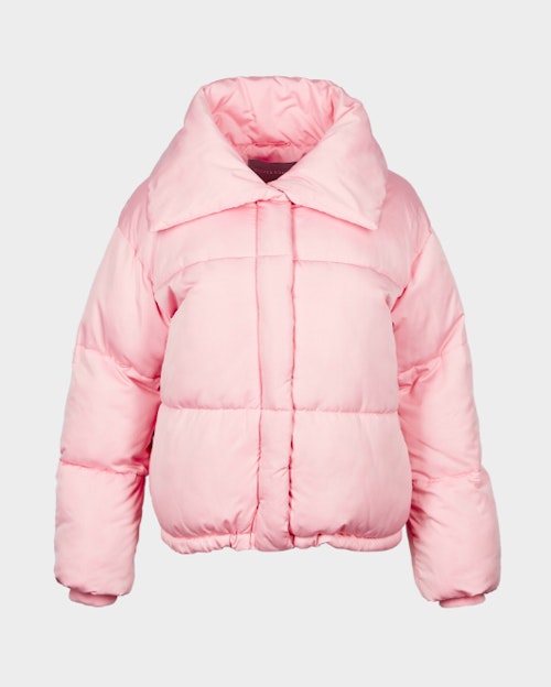 Popper Collar Pink Short Puffer Coat
