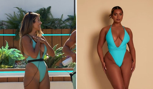 Ekin-Su Cülcüloglu's Blue Wrap Swimsuit