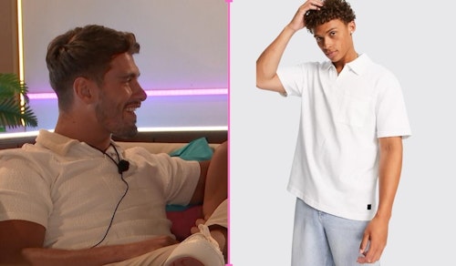 Love Island Jacques' White Textured Polo Shirt (Week Three)