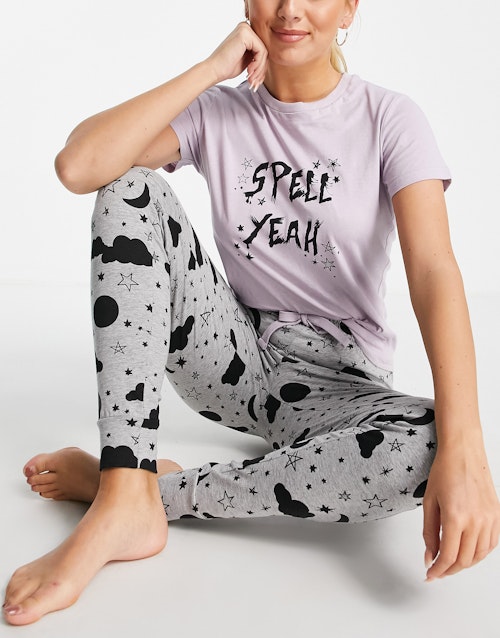 Threadbare spell halloween pj set in lilac