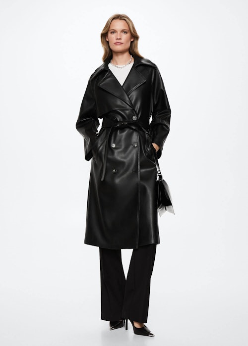 Mango oversize leather-effect trench coat