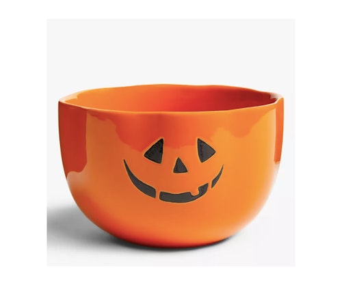 Halloween Stoneware Pumpkin Face Small Bow
