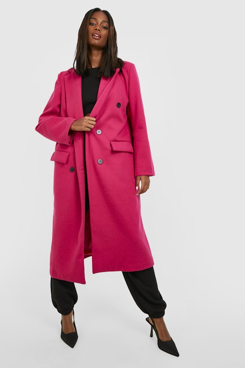 Premium Bright Double Breasted Wool Look Coat