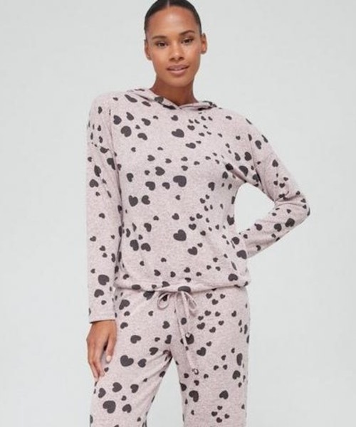 Heart Print Hooded Lounge Set