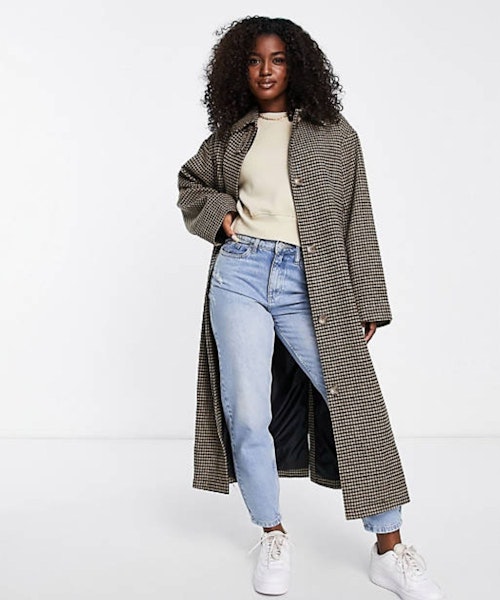 ASOS DESIGN smart check boyfriend wool mix coat