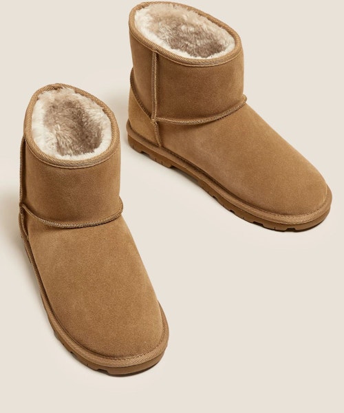 M&S Suede Stain Resistant Faux Fur Lining Boots