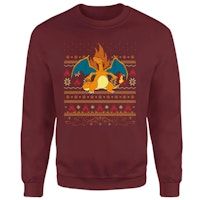 Pokemon Charizard Christmas Christmas Jumper - Burgundy