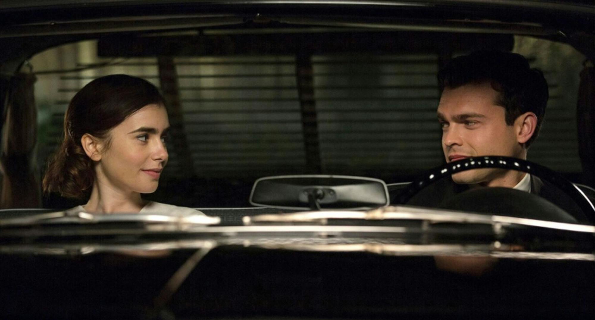 Lily Collins and Alden Ehrenreich in Rules Don't Apply