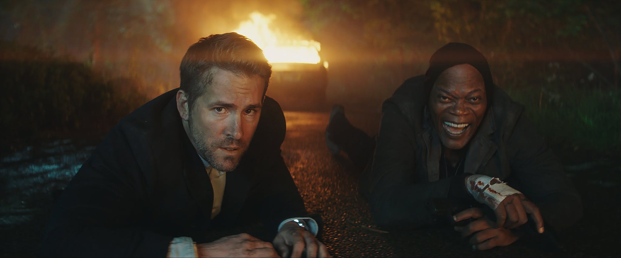 Ryan Reynolds and Samuel L. Jackson in The Hitman's Bodyguard