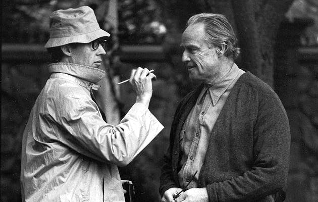 Dick Smith and Marlon Brandon on the set of The Godfather