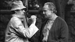 Dick Smith and Marlon Brandon on the set of The Godfather
