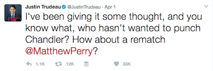 justin trudeau matthew perry tweet justin trudeau matthew perry tweet