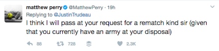 justin trudeau matthew perry tweet justin trudeau matthew perry tweet
