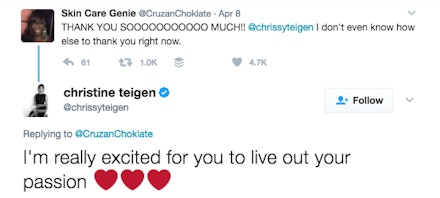 chrissy teigen pays twitter user's tuition fees chrissy teigen pays twitter user's tuition fees