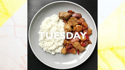 Tuesday – Sweet and sour pork, 25 mins Tuesday – Sweet and sour pork, 25 mins