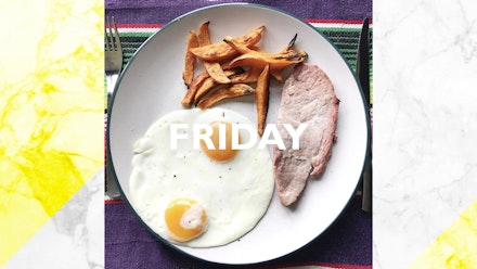 Friday – Gammon egg & chips traybake, 30 mins Friday – Gammon egg & chips traybake, 30 mins