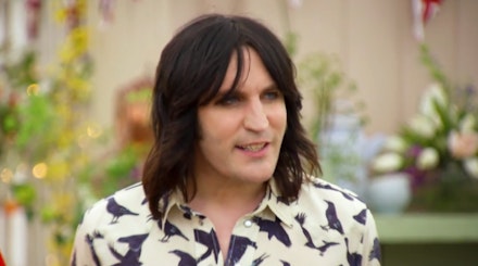 Noel Fielding wearing silk crow patterned shirt Noel Fielding wearing silk crow patterned shirt