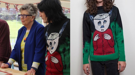 Noel Fielding wearing WAH WAH jumper Noel Fielding wearing WAH WAH jumper