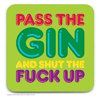 Brainbox Candy Funny Rude Offensive 'Pass The Gin' Drinks Coaster