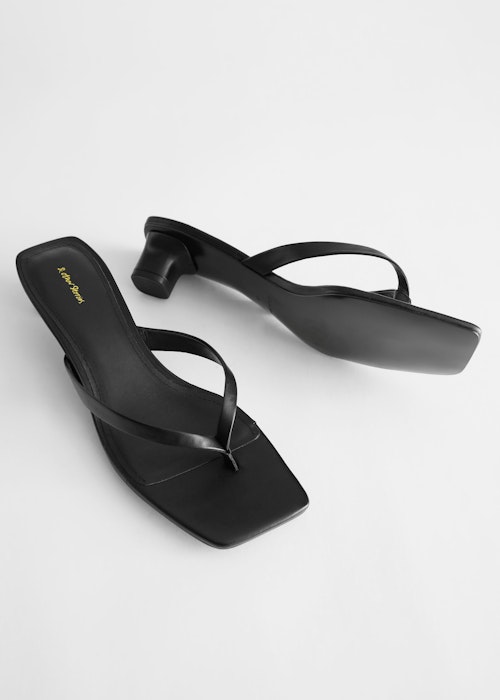 & Other Stories, Leather Kitten Heel Flip Flops, £75