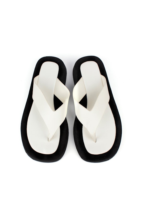 Ducie, White Flatform Flip Flops, £150