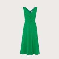 Green crepe bow detail midi dress