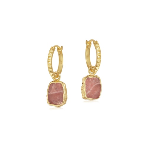 Missoma, Rhodochrosite Gold Pyramid Charm Hoops, £85