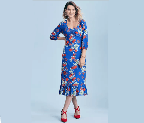 Blue floral fitted dress