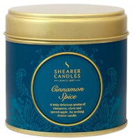 Roll over image to zoom in Shearer Candles Cinnamon Spice Large Scented Gold Tin Candle-Teal