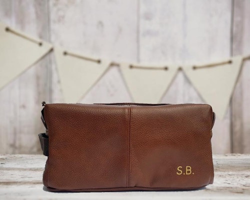Personalised Toiletry Wash Bag with Gold Monogram