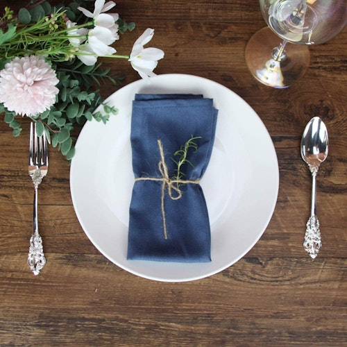 INFEI Soft Solid Color Linen Cotton Dinner Cloth Napkins