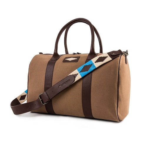Pampeano, Varon Small Travel Bag - Brown Leather and Khaki Canvas, £189