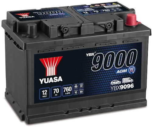 Yuasa YBX9096 12V 70Ah 760A AGM Start Stop Plus Battery