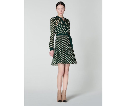 Cora green and cream spot print dress