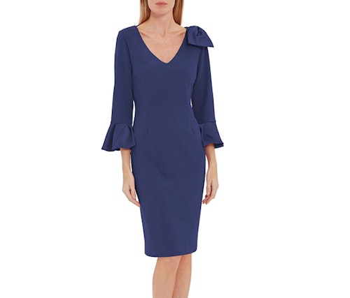 Caliana Crepe And Satin Bow Dress