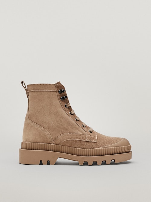 Massimo Dutti, Sand-Coloured Lace-Up Leather Ankle Boots, £179